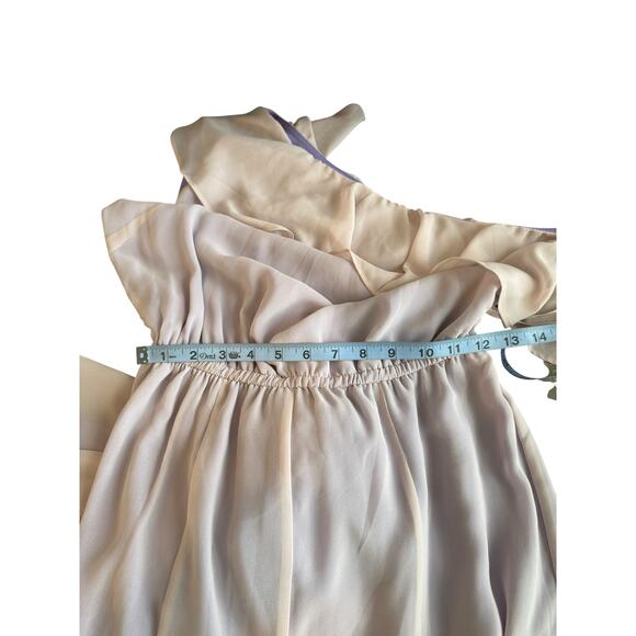 Eva Mendes Dress Purple One Shoulder Fairy Whimsical Flowy Long Maxi Medium - Picture 12 of 13